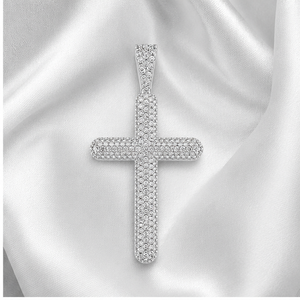 Collar con Colgantes de Cruz Minimalistas, Plata 925 con Baño de Rodio, Dijes de Jesús, Diamantes Cultivados en Laboratorio, para Fiestas Infantiles Cristianas - Product Image 6