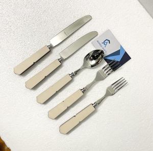 Ensemble de couverts en acier inoxydable poli mat avec manche en résine, 5 pièces, fourchette, cuillère, couteau, vaisselle – Prix de gros - Product Image 2