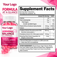 Gummies OEM en gros pour l'équilibre hormonal féminin, soutien du confort menstruel et de l'humeur, vitamine B6, végétaliennes, 60 pièces