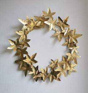 Decoración del hogar, decoración de pared estilo granja, decoración de pared con motivos naturales, decoración de metal hecha a mano, escultura artística de pared, arte decorativo con hojas. - Product Image 1