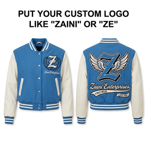 ZAINI Men/Unisex Autumn Crop <b>Top</b> Varsity Jacket Windproof 420 GSM Wool Blend 320 GSM Faux <b>Leather</b> Sleeves Custom Chenille - Product Image 1