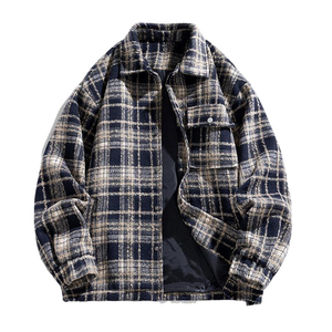 Custom Wholesale Men's High Quality Eco-Friendly Windproof Winter Front Logo Heavyweight Plaid Hooded <b>Flannel</b> <b>Jacket</b> Long Sleeve - Product Image 4
