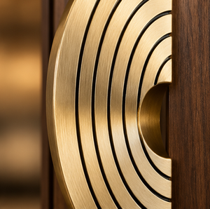 Poignée de porte ronde concentrique, finition dorée, poignée de meuble géométrique, quincaillerie décorative pour portes intérieures de luxe - Product Image 2