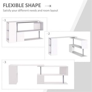 Scrivania Moderna Bianca a L per PC Gaming e Uso in Piedi, Costruzione in MDF e Plastica - Product Image 2