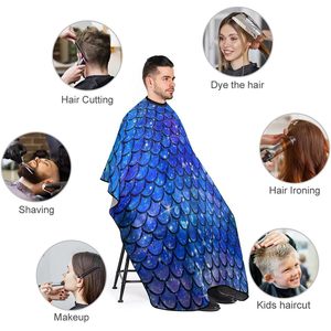 Vente en gros de capes de barbier imperméables personnalisées avec logo, capes de salon de coiffure, fermeture à pression réglable, polyester, fournitures professionnelles - Product Image 3