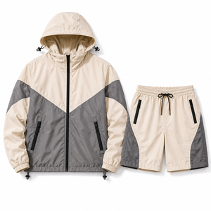 Conjunto de Chaqueta Cortavientos Ligera de Nailon y Pantalones Cortos para Hombre, Ropa Deportiva Personalizada para Actividades al Aire Libre, Secado Rápido - Product Image 1