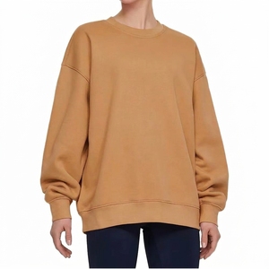 เสื้อสเวตเชิ้ตคอกลมโอเวอร์ไซส์สำหรับผู้หญิง สีพื้น แขนยาวทรงหลวม ผ้าฝ้ายถัก 100% ระบายอากาศได้ดี สไตล์ลำลองสำหรับฤดูใบไม้ร่วง - Product Image 5