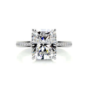 Bague de fiançailles en argent sterling 925 de qualité supérieure avec moissanite taille radiant, sertie de griffes, plaquée rhodium, et alliance de mariage en or massif 18 carats pour mariages - Product Image 2