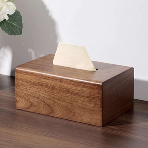 Boîte à mouchoirs rectangulaire en bois de style antique, couvercle décoratif en bois pour mouchoirs faciaux avec couvercle à charnière, boîte à mouchoirs en bois pour serviettes - Product Image 4
