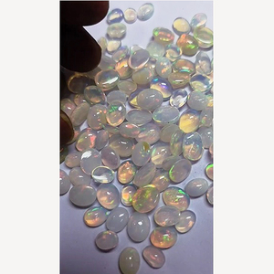115 Pièces d'Opale Éthiopienne Blanche Naturelle, Cabochons Ovales 8x6 9x7 10x8mm, 145 Carats, Qualité IROC, Pierres Précieuses en Vrac pour Bijoux, Effet de Couleur - Product Image 5