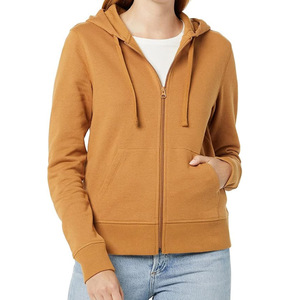 Sweat-shirt à capuche pour femme, design personnalisé, 100% coton molletonné, couleur unie, décontracté, hiver, respirant, fermeture éclair intégrale - Product Image 2
