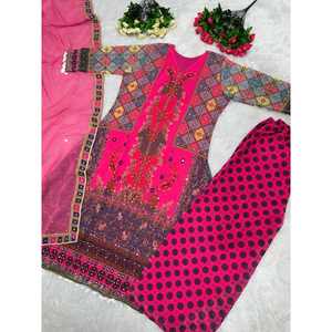 ชุดงานพิมพ์ดิจิตอล georgette ด้านบนด้านล่างพร้อม dupatta สีชมพู - Product Image 4