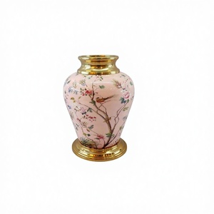 RABEH Hot Selling European Coastal Design Floor <b>Vase</b> <b>Stand</b> Luxury Gold White Metal Handmade Decorative Pot for Home & Hotel - Product Image 1
