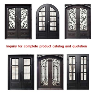 Royal Luxury Hand-forged Iron Entry Doors Rust-Resistant Easy to Assemble Featuring Arched Design Decorative Patterned <b>Frame</b> - Product Image 6