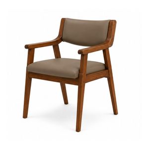 Chaise de salle à manger moderne en teck massif, fauteuil rembourré en bois pour restaurant, café, hôtel, mobilier commercial - Product Image 1