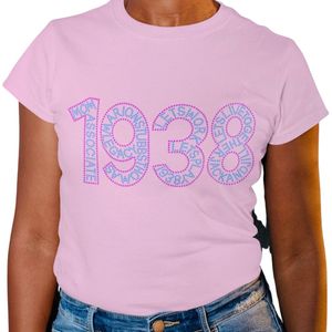 T-shirt rose à manches courtes et col rond, décontracté, pour tous les jours, streetwear, style de vie, sport, vêtements confortables pour femmes - Product Image 1
