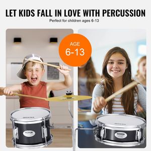 Set di batteria per bambini principianti in 3 pezzi 14 ''Bass 10'' rullante 8 ''Tom regolabile trono pedali due paia di bacchette Starter Kit per - Product Image 4