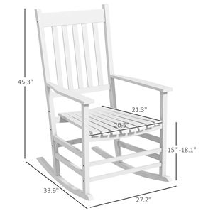2 Sedie a Dondolo in Legno Bianco per Giardino e Balcone, Resistenti alle Intemperie, con Braccioli Pieghevoli e Schienale Alto - Product Image 3