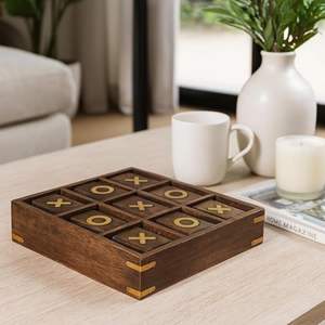 Juego de Mesa Tic Tac Toe de Madera Hecho a Mano, Juego de Cruzitas Sólidas para Dos Jugadores, Ideal para Fiestas, Viajes, Aire Libre, Interiores, Decoración de Mesa de Centro y Regalos - Product Image 3