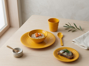 [Directo de Fábrica] Resina PGT resistente fabricada en Taiwán. Juego de cubiertos duradero y elegante: taza, tazón, plato, cuchara. - Amarillo solar - Product Image 3