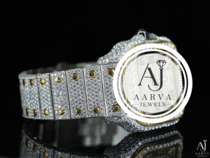 Montre mécanique en acier inoxydable avec incrustation de diamants, affichage analogique, bracelet de 20 mm, pierres précieuses, montre de luxe - Product Image 2
