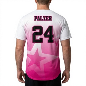 Conjunto de Camiseta de Béisbol para Hombre, Manga Corta, Degradado Blanco y Rosa, Número 24, para Adultos - Product Image 4