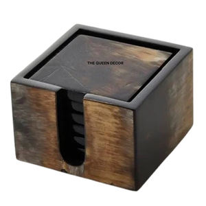 Sous-verres en corne pour table, pour la maison, les hôtels, les mariages, les fêtes, ensembles de 4 sous-verres en pierre de corne de forme carrée, couleur blanche - Product Image 3