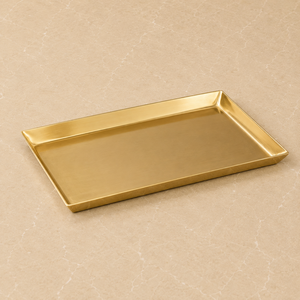 Exclusive Stainless Steel <b>Rectangular</b> Serving Tray Brushed <b>Gold</b> Finish Premium Display Platter Elegant Table Organizer - Product Image 1