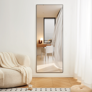 Specchio a Figura Intera 178 cm x 79 cm, Alta Definizione, Infrangibile, per Uso a Parete, con Cornice in Lega di Alluminio Nera - Product Image 1