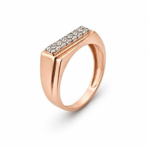 Mens 14KT rose Gold Rectangular Micro Pave Cubic Zirconia Signet <b>Ring</b> Polished Minimalist <b>Statement</b> Wedding Party Gift - Product Image 2