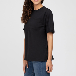Women's Spring Summer 2026 Plus Size O-Neck Embroidery 100% Cotton Short Sleeve T-<b>shirts</b> With Front Chest Pocket Breathable Tee - Product Image 3