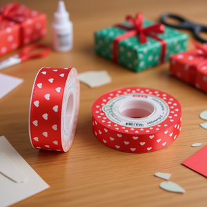 Nastro decorativo in raso Ilan Red Heart Ribbon da 2 cm, 25 iarde, per confezioni regalo e progetti fai da te - Product Image 2