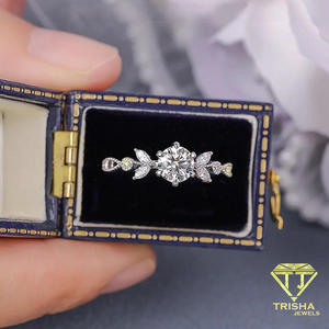 Elegant Round Cut Moissanite <b>Diamond</b> Floral <b>Ring</b> In 925 Sterling Silver Luxury Cluster Engagement Jewelry For Women - Product Image 4