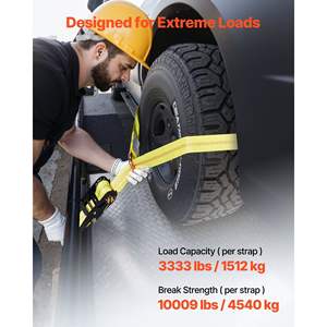 Kit de Amarre con Calzo para Ruedas para Autos, SUV, Remolques y Motocicletas, Sistema de Amarre con Gancho Plano de 10009 Libras de Resistencia a la Rotura, Trinquete de 3333 Libras - Product Image 3
