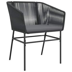 Set da pranzo in 3 pezzi di Poly Rattan nero con cuscini Set da giardino con piano in vetro - Product Image 4