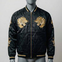 Veste Sukajan en satin brodé de qualité supérieure de Fabric Studio, logo sur le devant, personnalisable, écologique, respirante, légère, décontractée pour homme