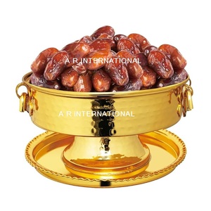 Bol de service moderne de luxe fait main en acier inoxydable plaqué or poli avec couvercle, non toxique, compatible lave-vaisselle, écologique, pour mariage - Product Image 2
