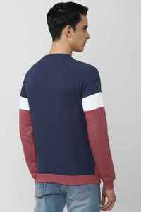 Sudadera de Cuello Redondo con Bloques de Color para Hombre, Corte Regular, Tejida, Manga Larga, Estilo Casual Otoñal, Azul, Blanco, Marrón - Product Image 2