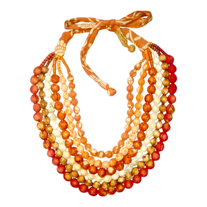 สร้อยคอลูกปัดเรซิ่นหลายชั้นสำหรับผู้หญิงสไตล์โบฮีเมียน ลูกปัดทรงกลมสีแดง ของขวัญเครื่องประดับสำหรับงานปาร์ตี้ - Product Image 3