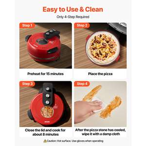 Four à pizza électrique 14 pouces 1600W Cuisinière Pierre en cordiérite Contrôle précis de la température à 5 modes Chauffage précis à 698F Cuisine à domicile Pizzas - Product Image 6