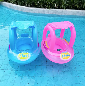 Asiento Inflable para Niños con Toldo de Protección Solar – Flotador de Piscina con Diseño de Dibujos Animados y Asiento de Seguridad para Bebés - Product Image 1