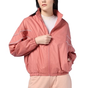 Chaqueta cortavientos con cremallera para mujer, color personalizado, éxito de ventas al por mayor, chaqueta cortavientos con ribete y puño elástico, Chaqueta corta de nailon para mujer, ropa activa - Product Image 1