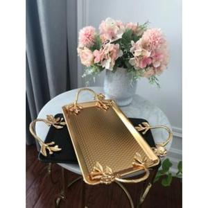 Plateau de service en laiton de qualité supérieure, décoratif, doré, pour la présentation des aliments dans les restaurants, les hôtels, les banquets, les mariages, les fêtes et à la maison. - Product Image 1