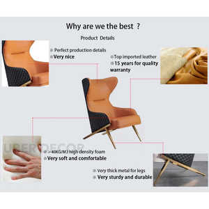 Nordic Luxe Modern Lounge Recliner Set con otomana para sala de estar y salón de hotel 45kg por Uber Decor - Product Image 5