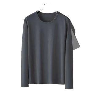 Camiseta básica ligera de manga larga para hombre, camisetas transpirables de algodón 100% con solapa para negocios y ropa de calle, estampado de Fitness - Product Image 4