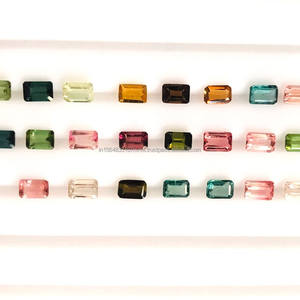 Piedras preciosas de turmalina de grado fino, octágonos facetados de 6x8mm, turmalina multicolor, piedras preciosas sueltas, lote al por mayor, rubelita de calidad 3A - Product Image 2