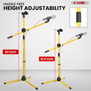 5 Core <b>Microphone</b> <b>Stand</b> Floor 2Pcs Universal Adjustable 63" Tripod Mic <b>Stands</b> w Boom Arm - Product Image 2