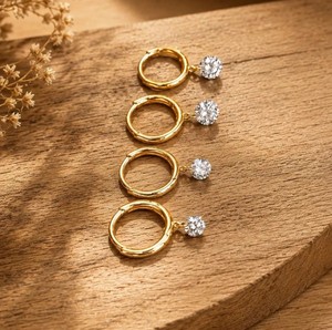 Moissanite Crystal Drop Hoop <b>Earrings</b> 10K 14K 18K Solid Gold Round Lab Grown Diamond Hoop <b>Dangle</b> <b>Earrings</b> Fine Drop <b>Earring</b> - Product Image 2