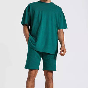 Ensemble de jogging et de sport d'été 100 % polyester pour hommes, hauts à manches courtes et shorts à séchage rapide, ensembles de t-shirts pour hommes - Product Image 5