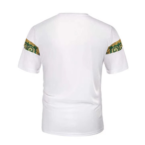 Men's Customizable White Casual T-Shirt <b>Set</b> with Solid Fleece Breathable Polyester/Cotton Summer <b>Knitted</b> Shorts and Top - Product Image 5